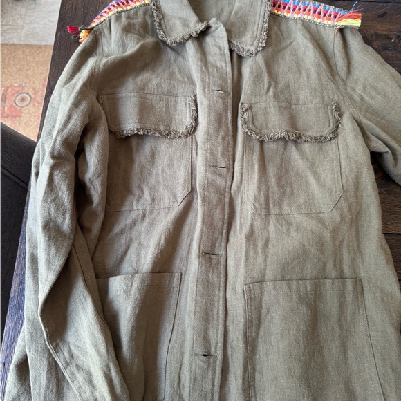 Anthropologie Moon River Utility Jacket Embroidered Size Med like New Condition - Picture 3 of 5